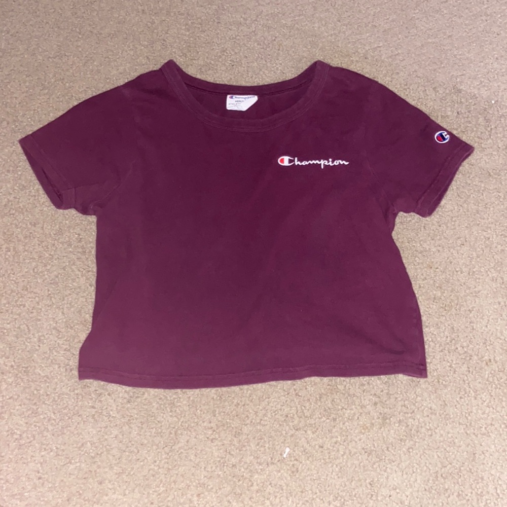 Burgundy Champion crop top short sleeve t-shirt SM